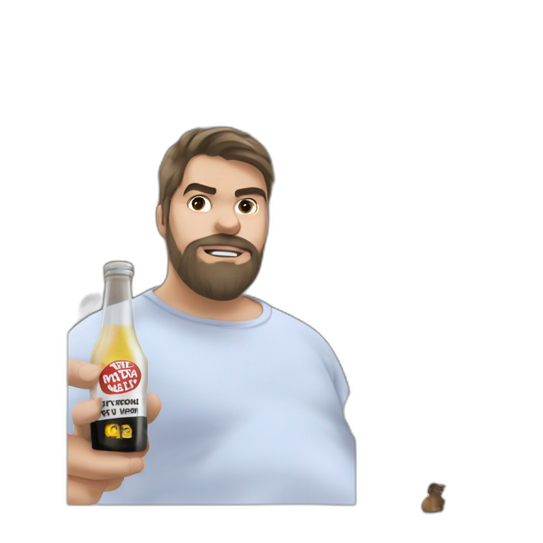 bearded boy holding bottle emoji