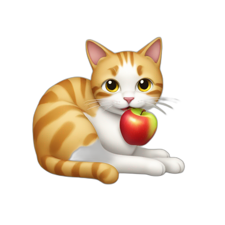 cat eating apple emoji