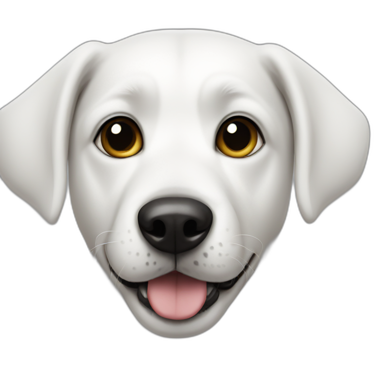 white dog with black spot on half of the face and black ear on the same side emoji