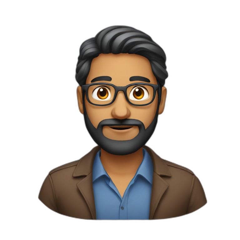 brown indian software engineer with anchor beard and no glasses emoji