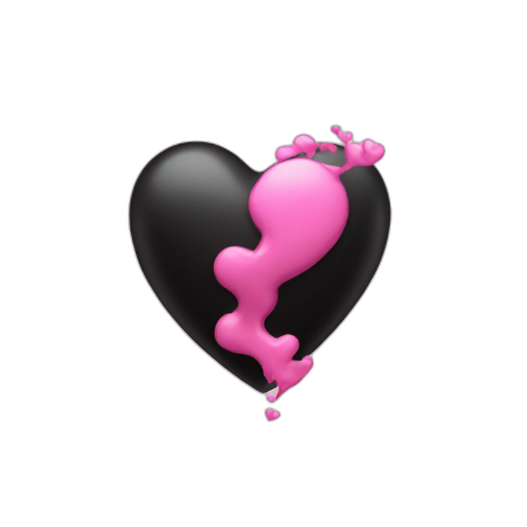 a pink heart blowing a black heart emoji