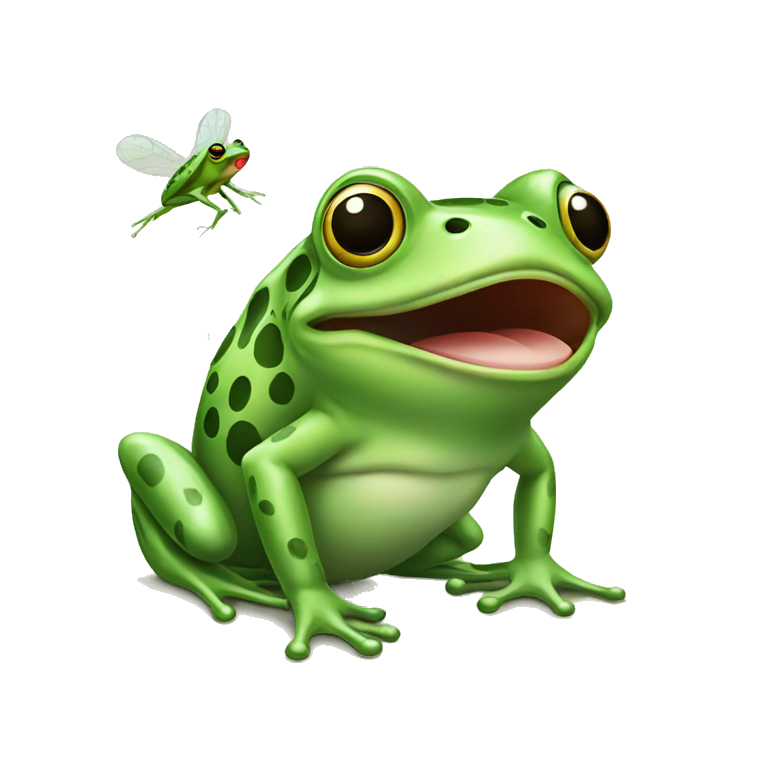Frog catching a fly with tongue emoji