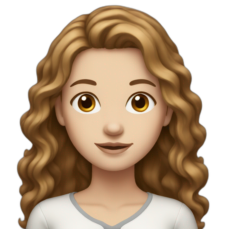 white girl with long wavy brown hair emoji