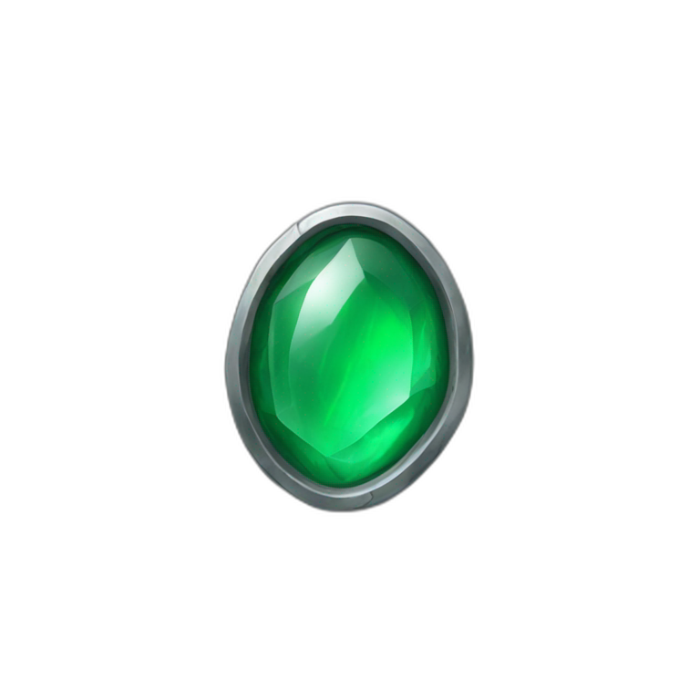 metal case, green stone in the middle emoji