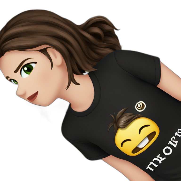 green-eyed girl in printed shirt emoji