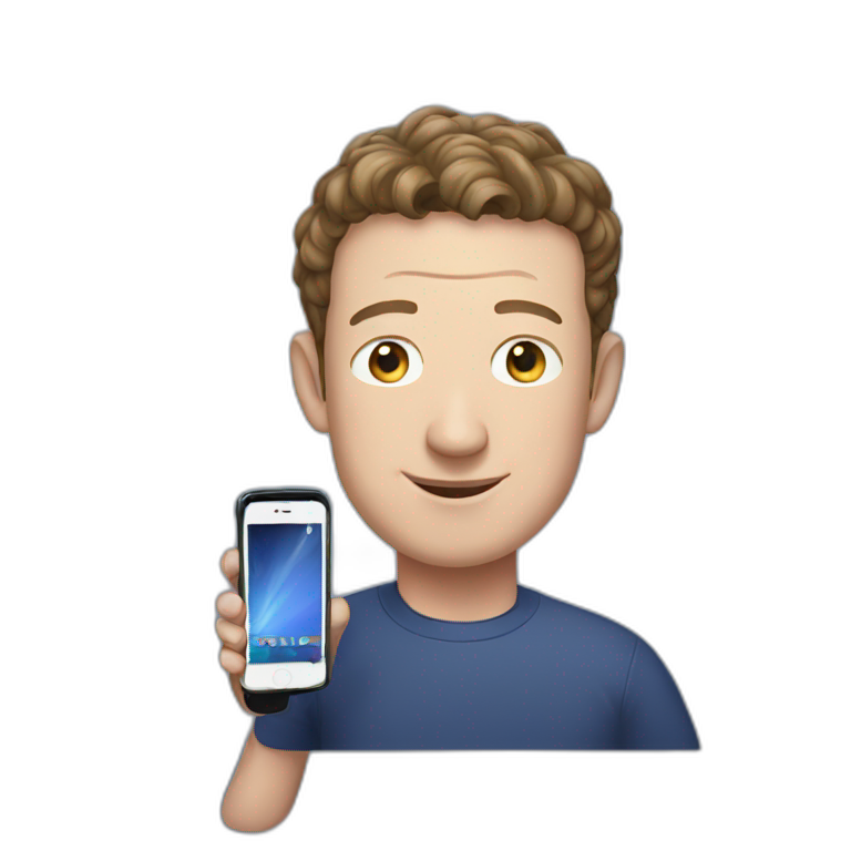 Mark Zuckerberg using mobile  emoji