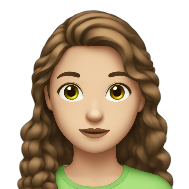 teenage girl with brown hair and green eyes emoji