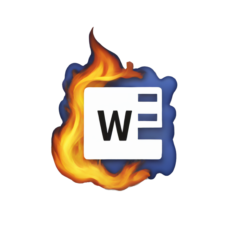 microsoft word logo on fire emoji