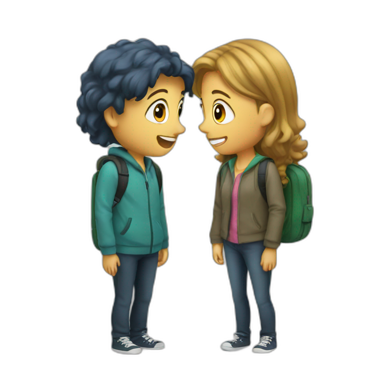 two students talking emoji