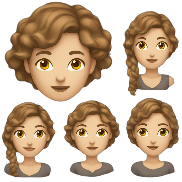 Brown hair young White women emoji