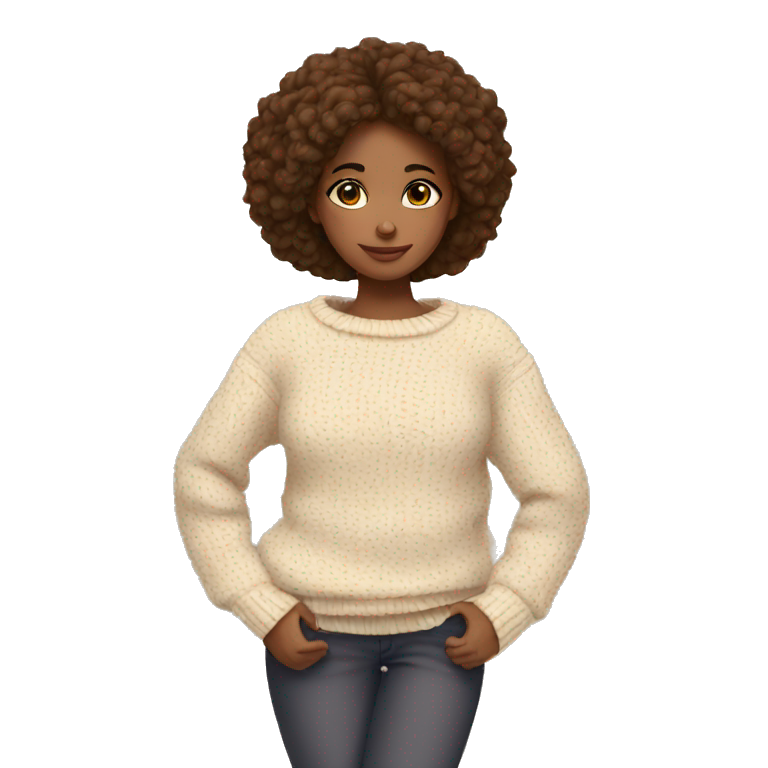 thoughtful girl in cozy sweater emoji