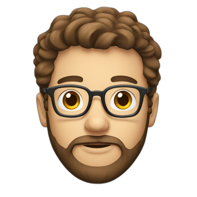 Chemist with glasses, brown hair and beard emoji