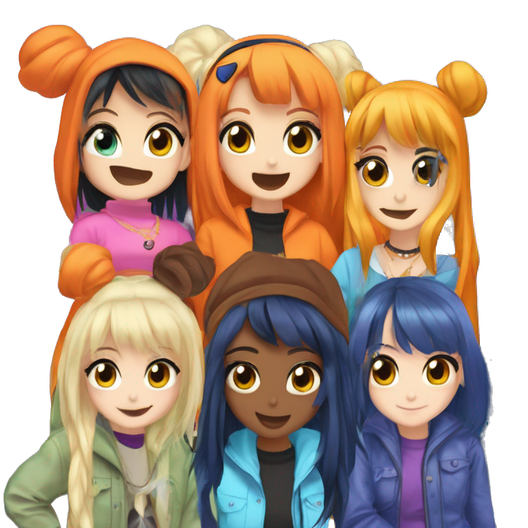 group of girls in hats emoji