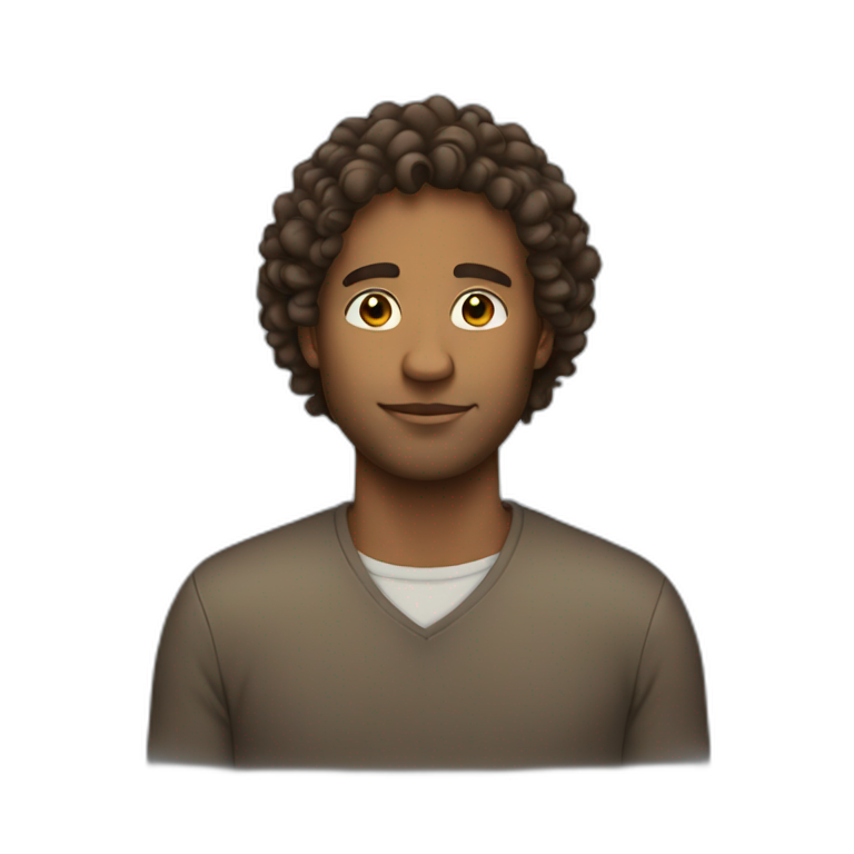 Brown man with long curly hair emoji