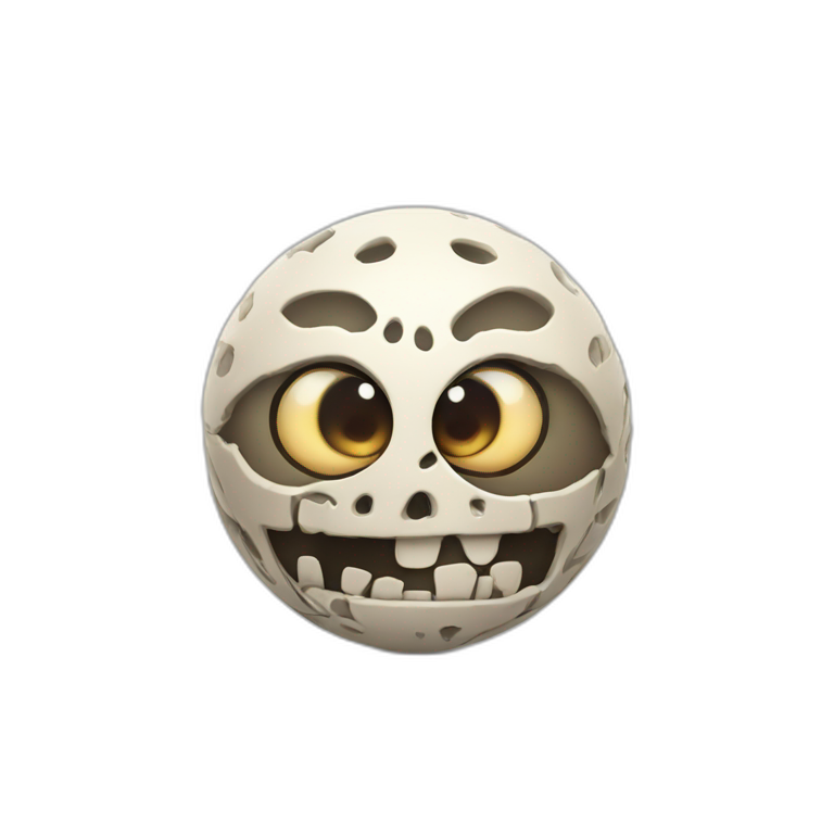 3d sphere with a cartoon Skeleton skin texture with big feminine eyes emoji