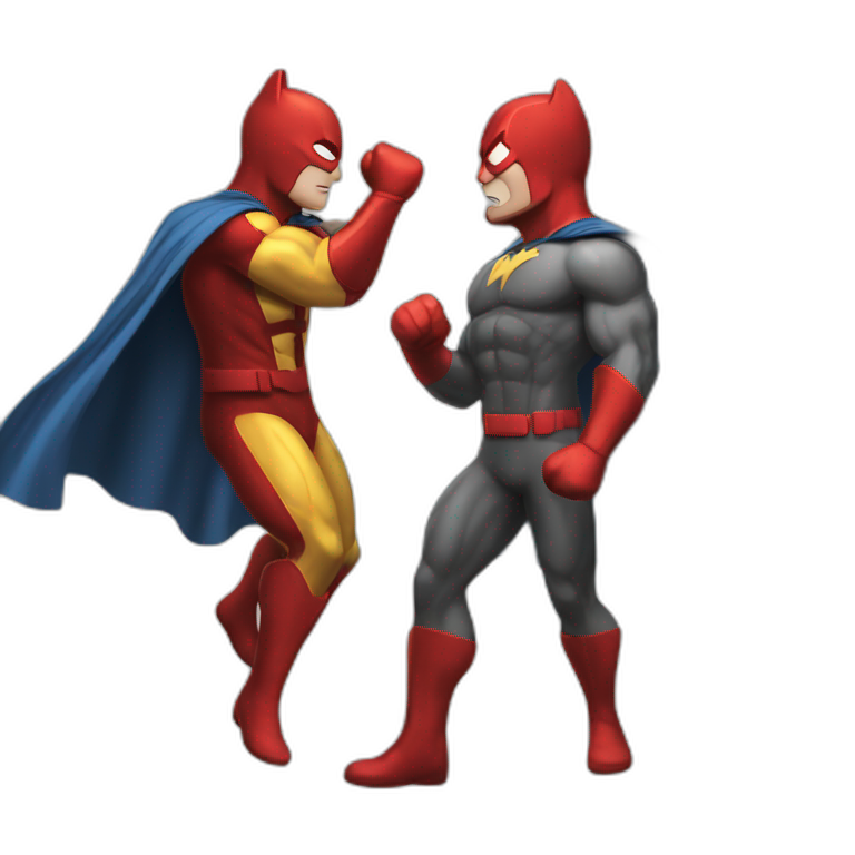 two superhero fighting emoji