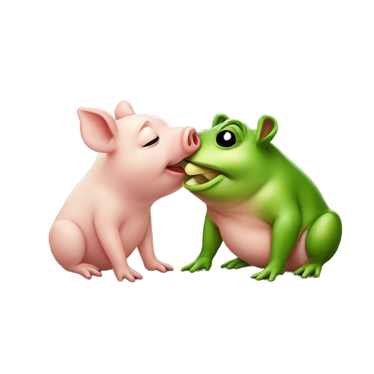 Pig kissing frog emoji