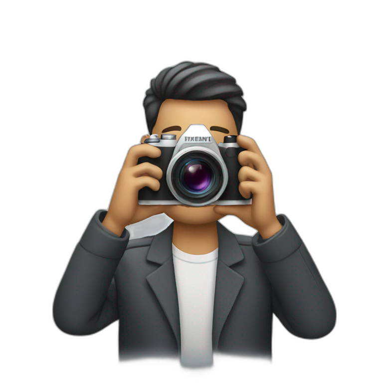 man taking professional picture with camera emoji