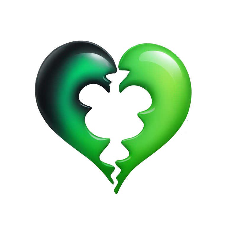 Half black and half Green broken swirl heart emoji