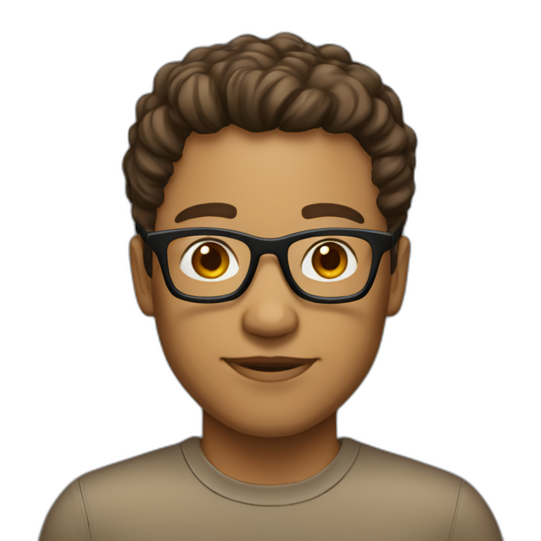 Light skin tone developer brown hairs with glasses emoji