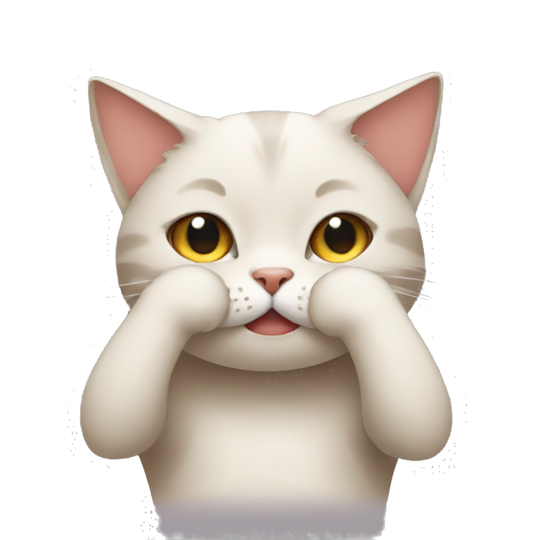cat covering its face in shame with its paws emoji