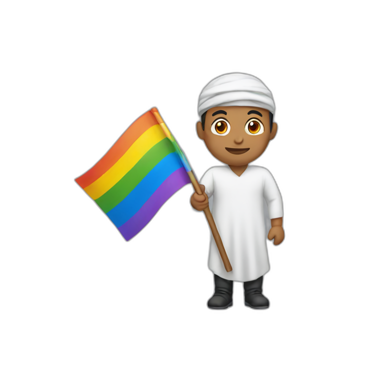Arabic man holding rainbow flag emoji