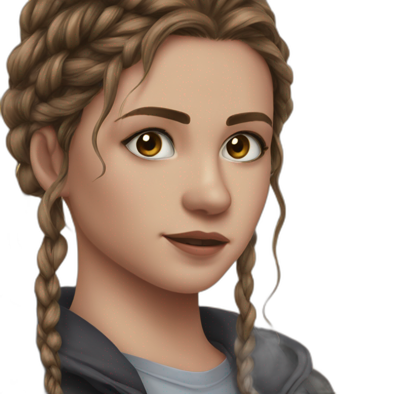 confident brown-haired girl portrait emoji