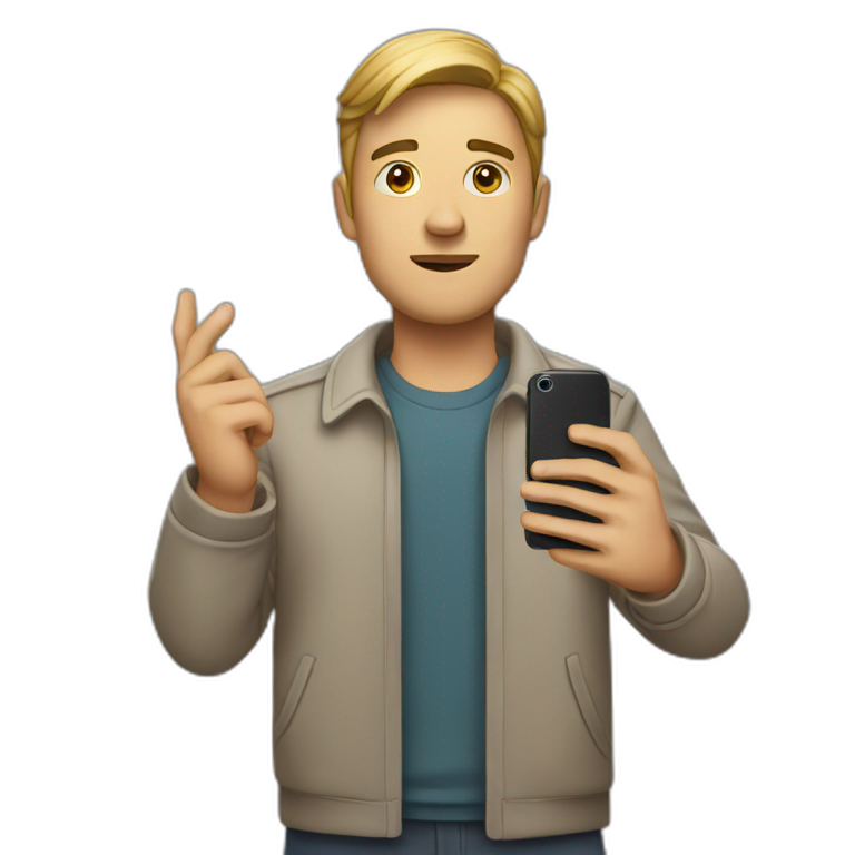 A man holding phone in hand emoji