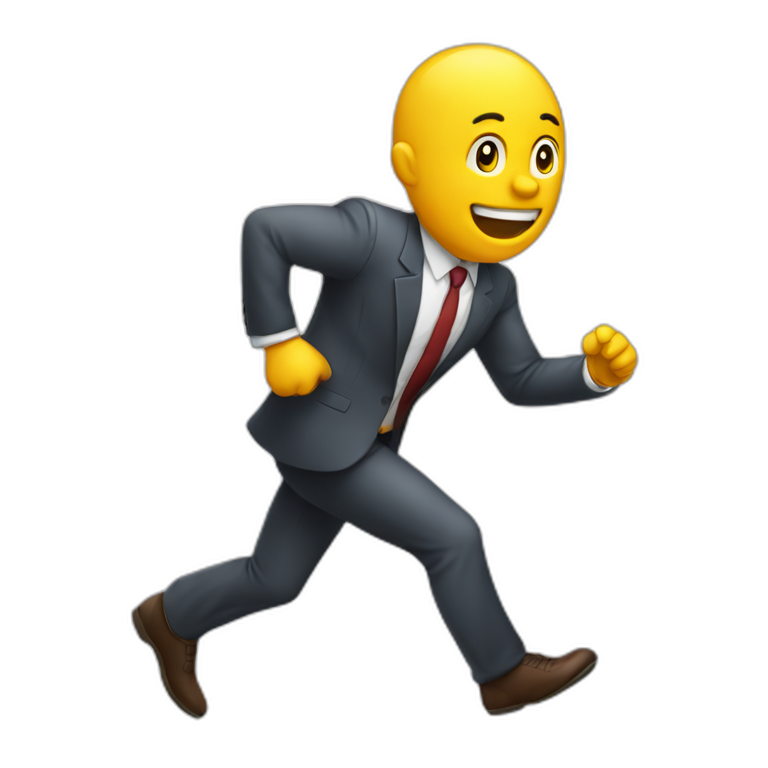 Client running away from salesman emoji