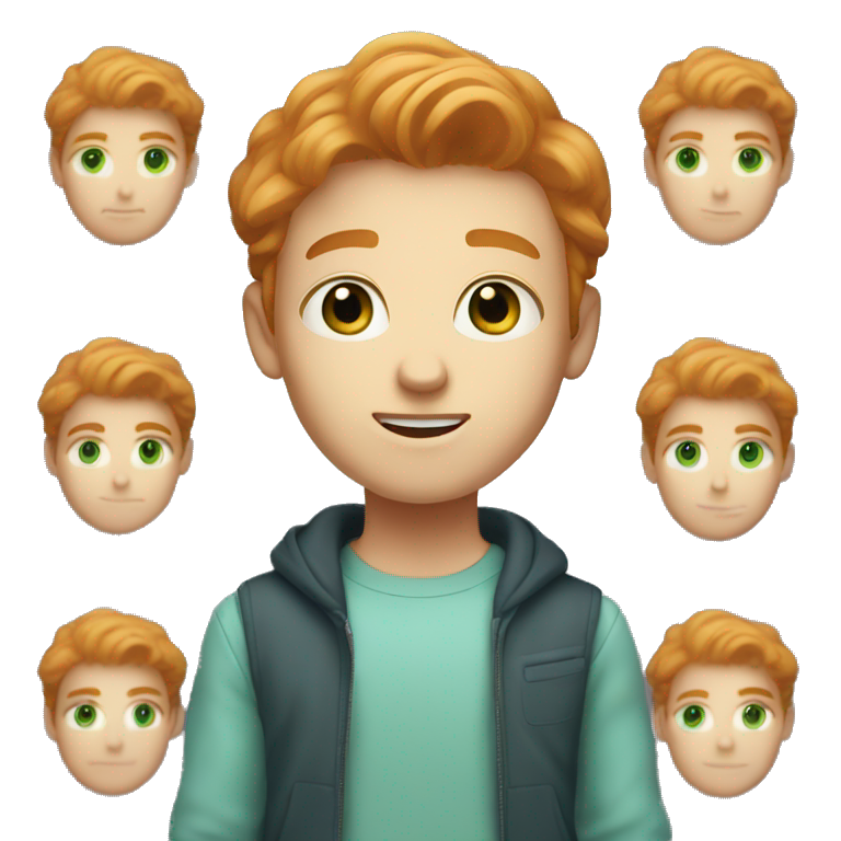 A young guy with light ginger hair and light blue-green eyes emoji