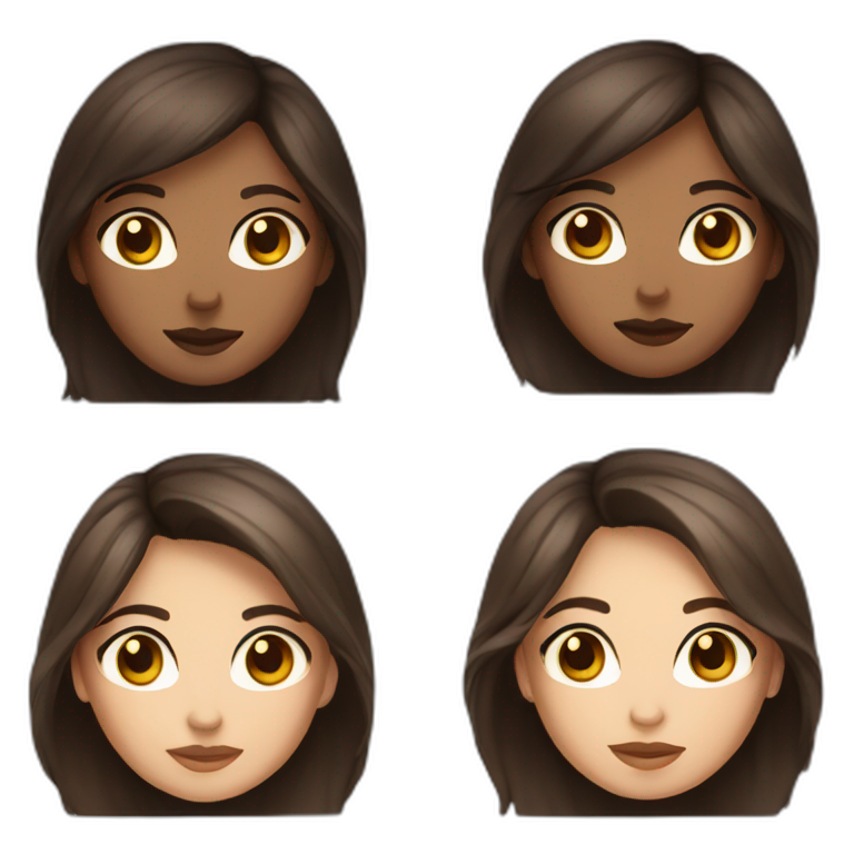 Brown hair woman with hazel eyes, dark hair woman with dark brown eyes emoji