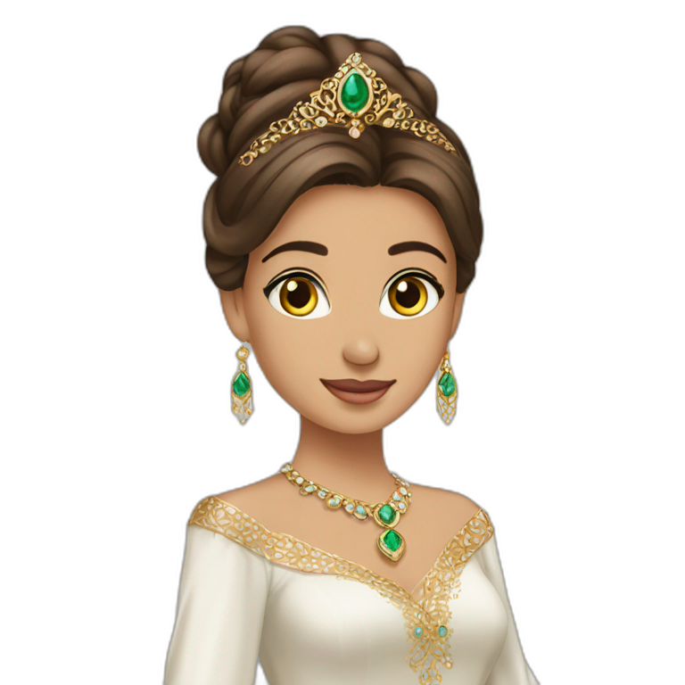 princesse arab brown hair jewerlery dress emoji