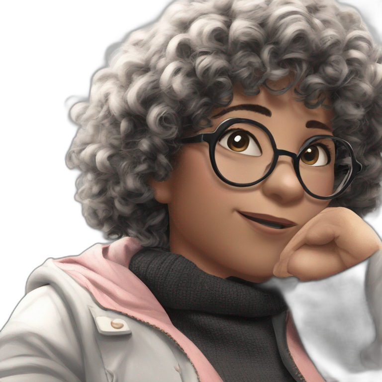 curly haired girl in glasses emoji