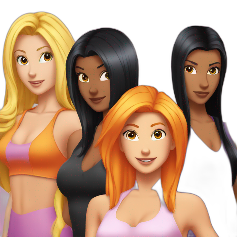 totally spies three girls blond-hair black-hair orange-hair emoji