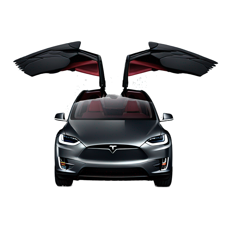 Black 2024 Tesla model x plaid with falcon wing doors open emoji