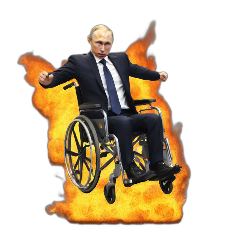 Furious vladimir putin wheelchair jumps through fire ring emoji