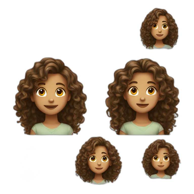 9 year old girl with long curly brown hair emoji