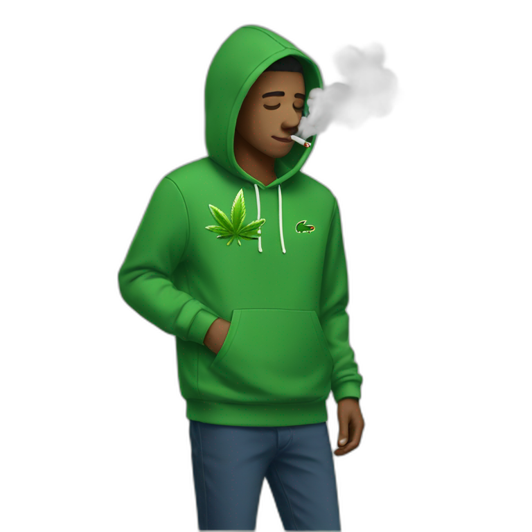 Guy smoking weed using lacoste hoodie emoji