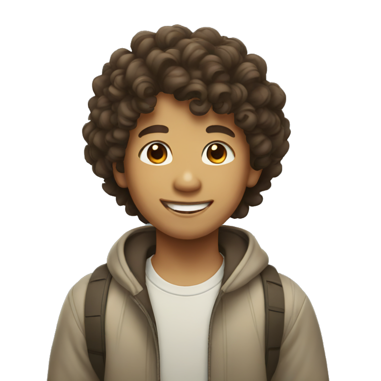 Filipino boy with curly hair smiling emoji