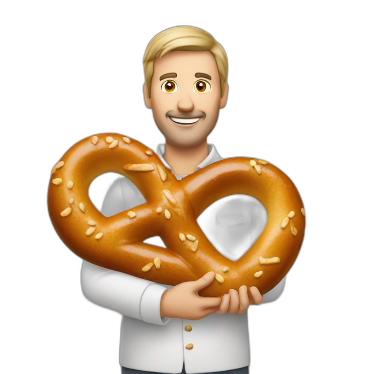 german man holding a pretzel emoji