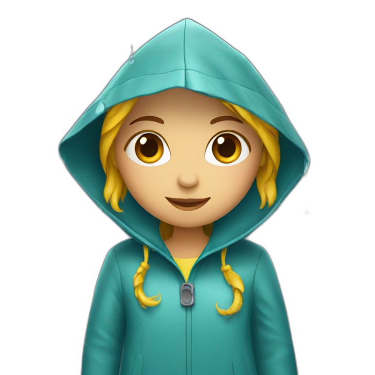 Raincoat girl under rain emoji