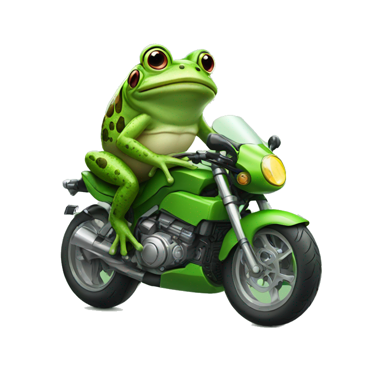 Frog with specs on motorbike emoji