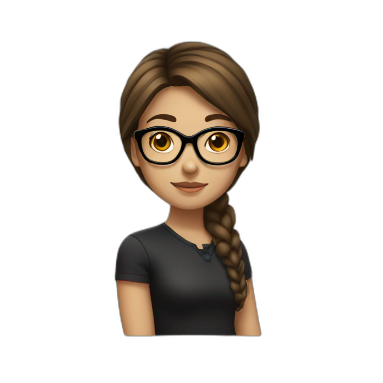 brown haired girl with black glasses  emoji