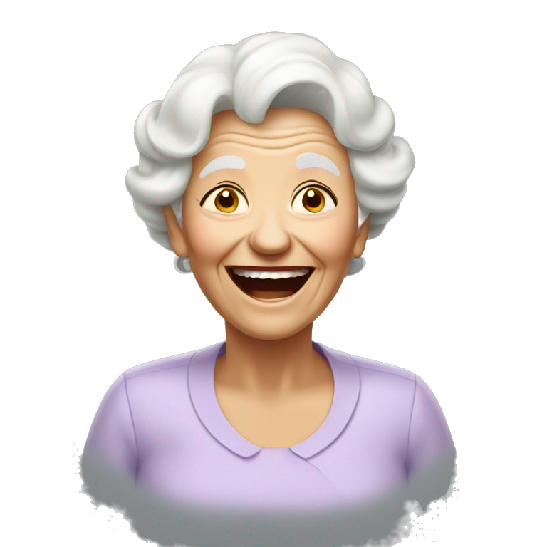 white grand mother laugh emoji