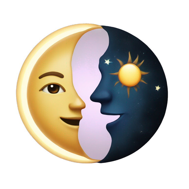 moon and sun next to each other emoji