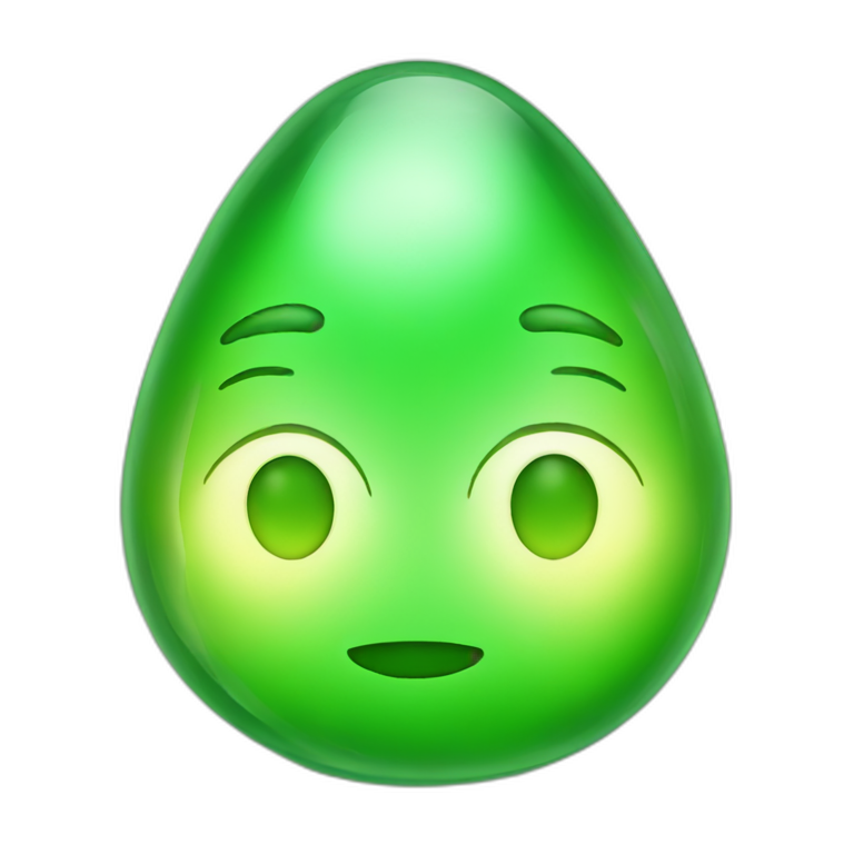 Glowing green glass emoji