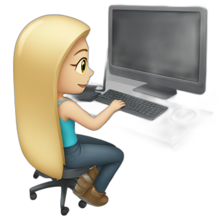 white girl work on computer emoji