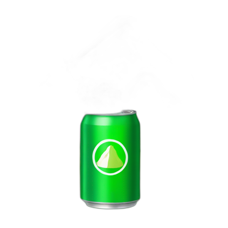 green soda can with a mountain on emoji