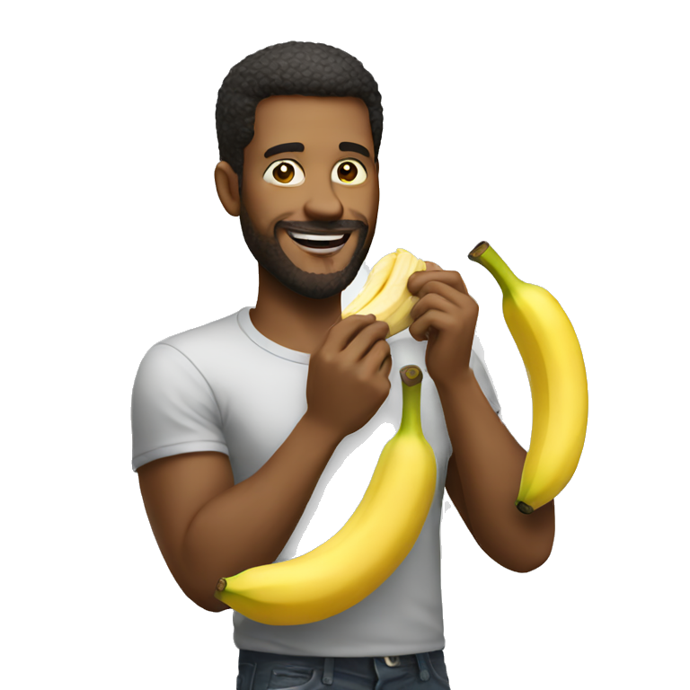 cool man eating banana emoji