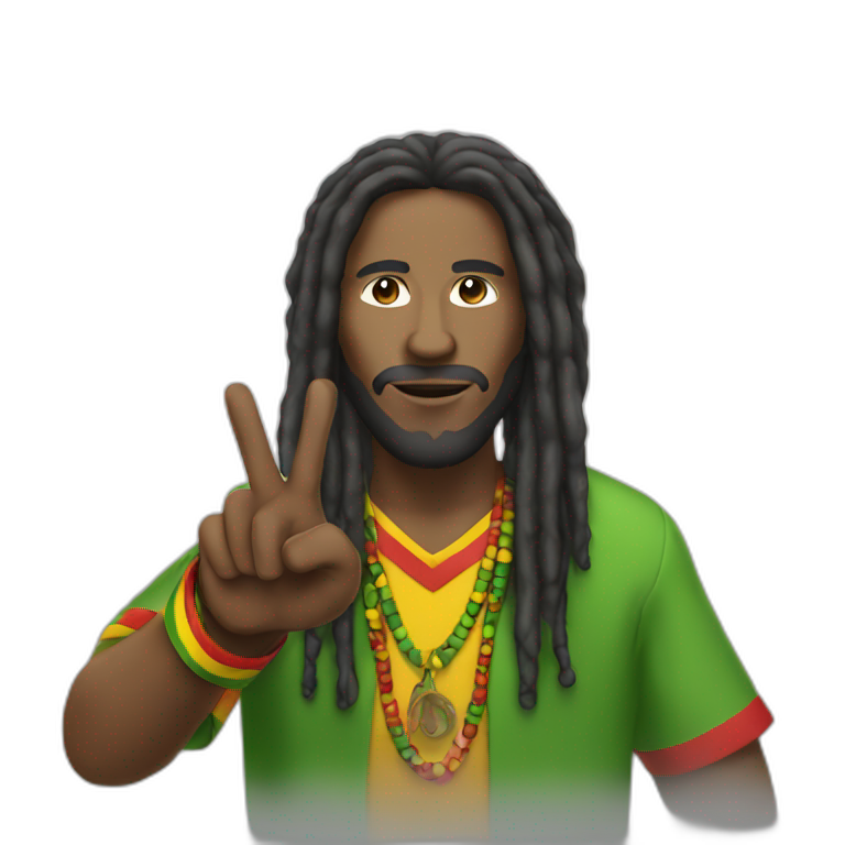 Rasta man in  with peace hand emoji
